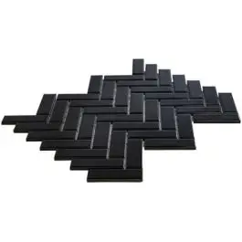 The Mosaic Factory Paris Visgraat Zwart Glans 2,3x7,4 cm Premium