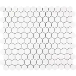 Koop Online The Mosaic Factory Barcelona Extra White Glossy Hexagon 2,3x2,6 cm