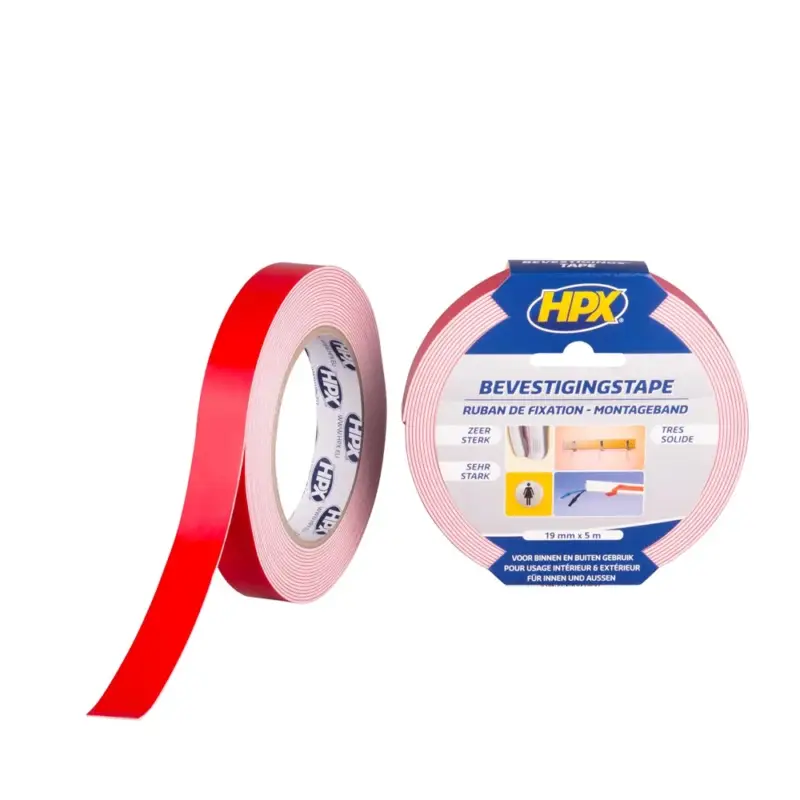 HPX Tapes Spiegel Bevestigingstape Wit 5 mtr-Per Stuk - 19 MM Flitsaanbieding