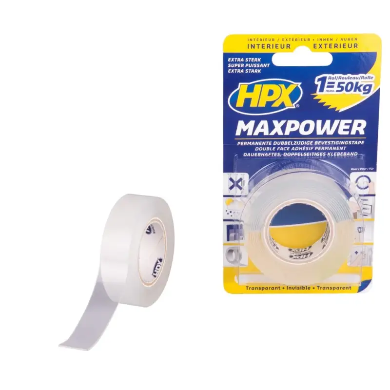HPX Tapes Max Power Transparent Bevestigingstape 2 mtr-Per Stuk - 19 MM Uitverkoop