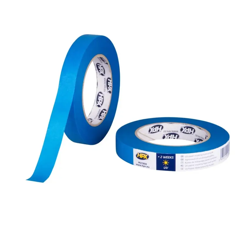 Aanbieding HPX Tapes Masking Tape UV Blauw 50 mtr-Per Stuk - 19 MM