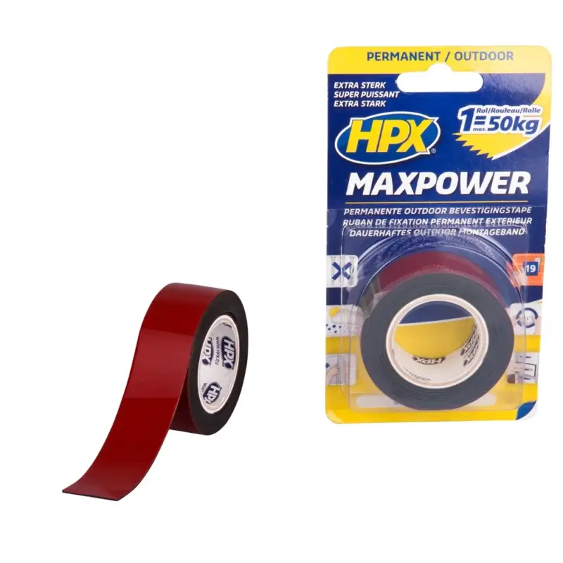 Bestel Nu HPX Tapes Max Power Outdoor Bevestigingstape Zwart 1.5 mtr-Per Stuk - 25 MM