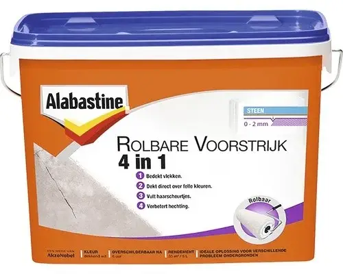 Goedkoop Alabastine Rolbare Voorstrijk 4 In 1-5 LTR - Wit
