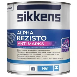 Direct Verzonden Sikkens Alpha Rezisto Anti-Marks Mat | Matte Reinigbare Muurverf-1 LTR - Wit