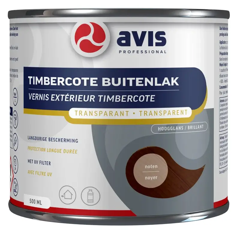 Avis Timbercote Buitenlak Hoogglans Noten-500 ML Merkproduct