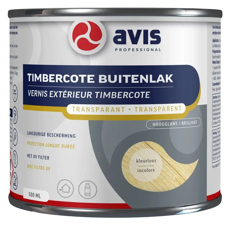 Avis Timbercote Buitenlak Hoogglans Kleurloos-500 ML Veilige Betaling