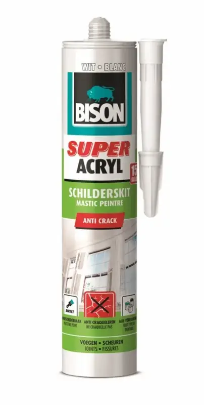 Bison Super Acrylaatkit Anti-Crack-300 ML - Wit Speciale Aanbieding