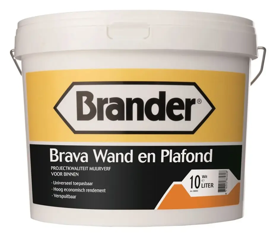 Brander Brava Wand En Plafond | Matte Muurverf en Plafondverf-10 LTR - Wit Gecertificeerd