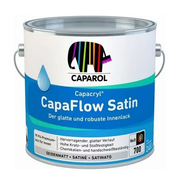 Caparol Capacryl Capaflow Satin | Zijdeglans Lakverf Binnen-1 LTR - Wit Op = Op