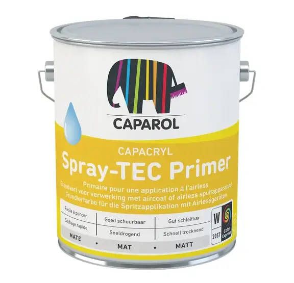 Korting Caparol Capacryl Spray-TEC Primer | Verspuitbare Grondverf Binnen & Buiten-5 LTR - Wit