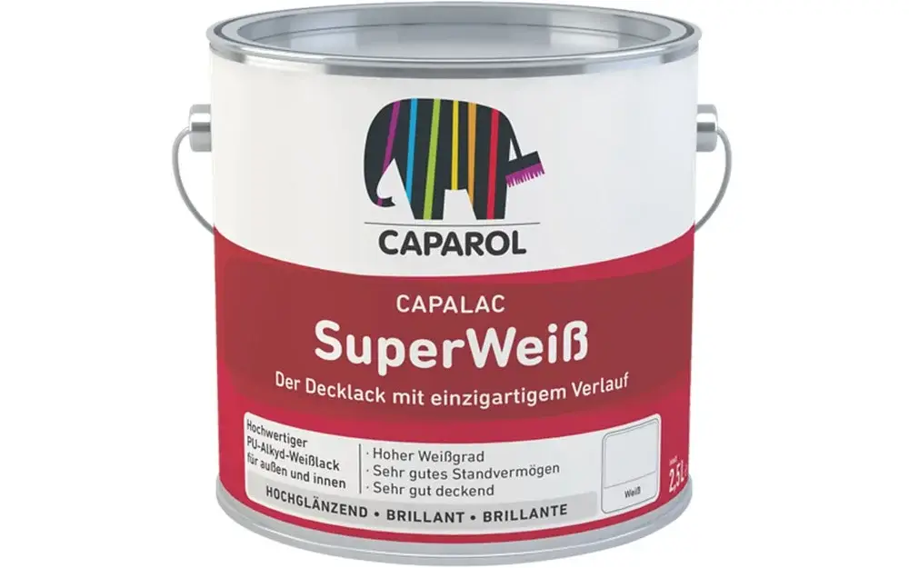Superprijs Caparol Capalac Superweiss | Hoogglans Lakverf Buiten-1 LTR - Wit