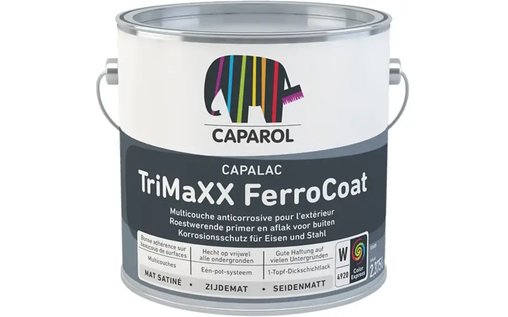 Caparol Capalac Trimaxx Ferrocoat | Zijdeglans Grondverf en Lakverf Buiten-1 LTR - Wit Korting