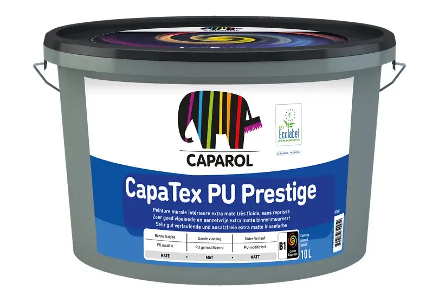 Korting Caparol Capatex PU Prestige | Extra Matte Muurverf & Plafondverf-10 LTR - Wit