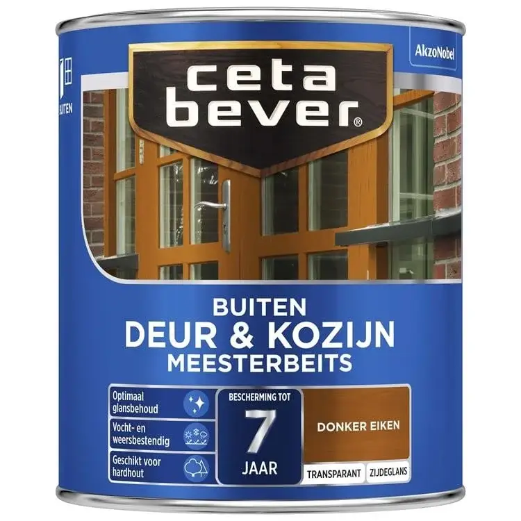 CetaBever Meesterbeits Deur & Kozijn 009 Zijdeglans Donker Eiken Transparant-750 ML Bestseller
