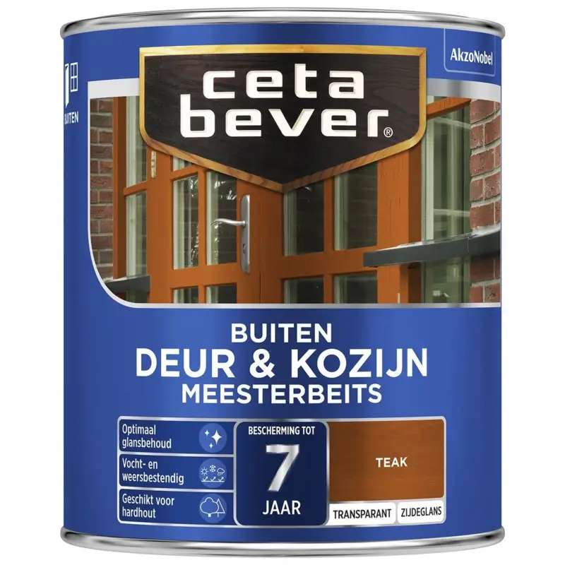 Flitsaanbieding CetaBever Meesterbeits Deur & Kozijn 085 Zijdeglans Teak Transparant-750 ML
