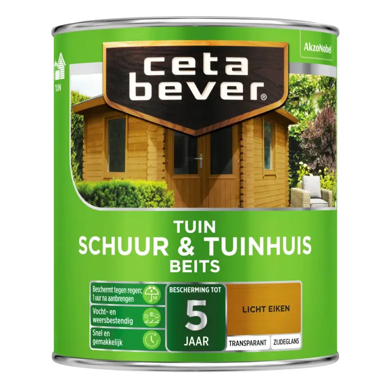 Fabrieksprijs CetaBever Schuur & Tuinhuis Beits 006 Licht Eiken Transparant-750 ML