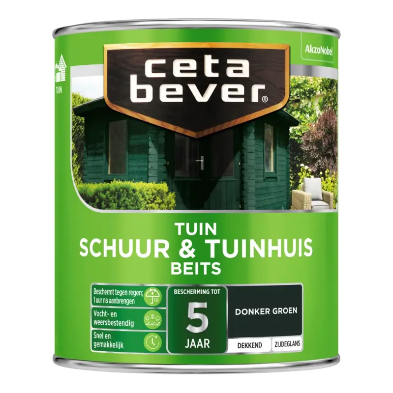 Tijdelijk Beschikbaar CetaBever Schuur & Tuinhuis Beits 605 Donkergroen Dekkend-750 ML