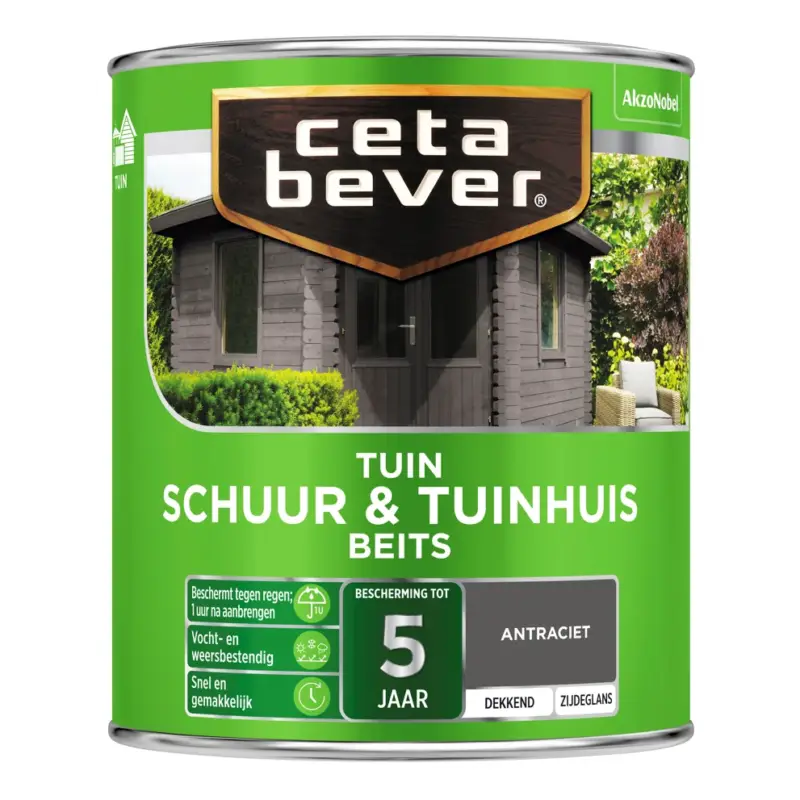 CetaBever Schuur & Tuinhuis Beits Antraciet Dekkend-750 ML Uitverkoop