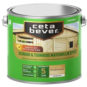 Lage Prijs CetaBever Schuur & Tuinhuis Beits Natuurlijk Effect Blank-2,5 LTR