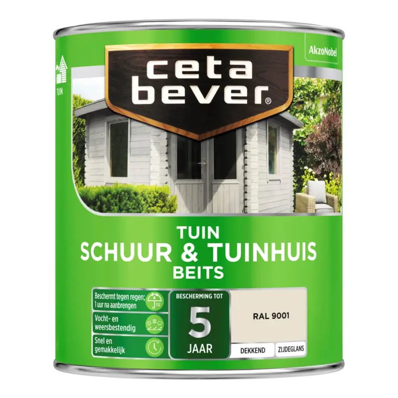 Weekendaanbieding CetaBever Schuur & Tuinhuis Beits RAL 9001 Dekkend-750 ML