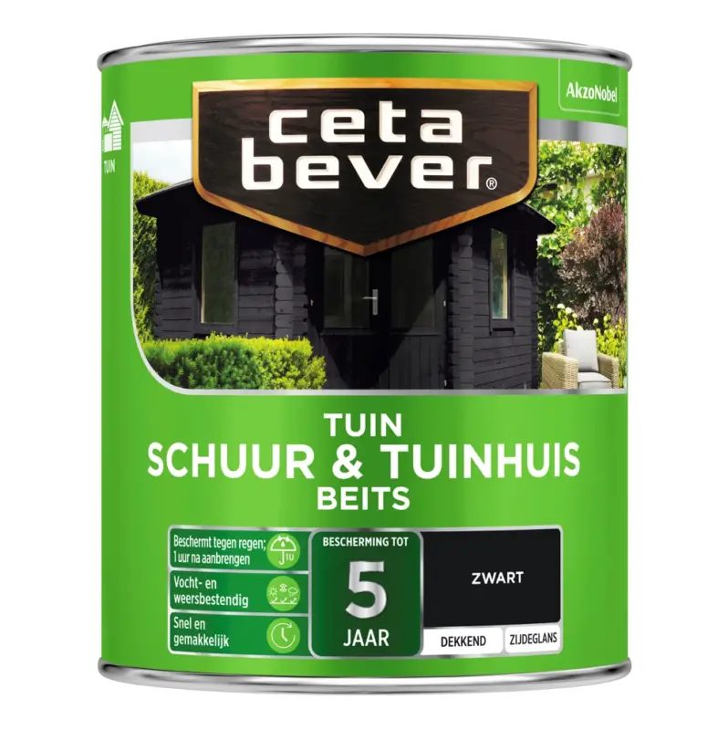 CetaBever Schuur & Tuinhuis Beits Zwart Dekkend-750 ML Dagaanbieding