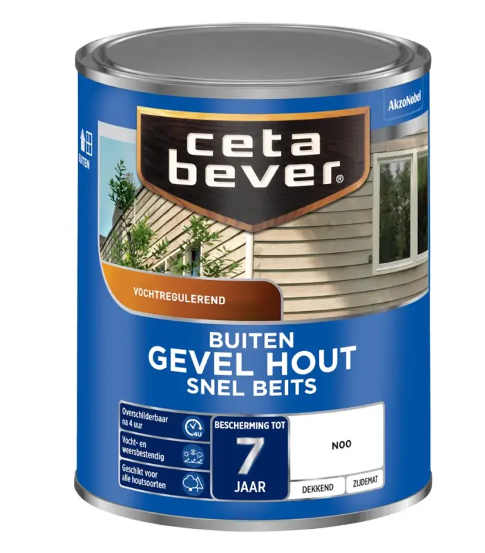 CetaBever Gevel Hout Snel Beits-1 LTR - Wit Weekendaanbieding