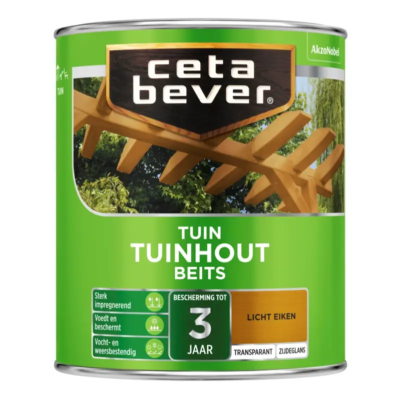 Finale Uitverkoop CetaBever Tuinhout Beits 006 Licht Eiken Transparant-750 ML