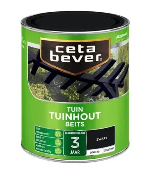 CetaBever Tuinhout Beits 250 Zwart Dekkend-750 ML Uitverkoop