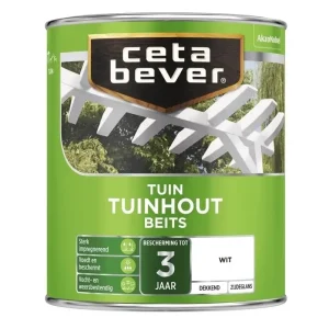 Betrouwbaar CetaBever Tuinhout Beits 300 Wit Dekkend-750 ML