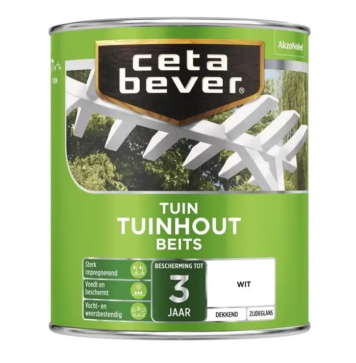 Betrouwbaar CetaBever Tuinhout Beits 300 Wit Dekkend-750 ML