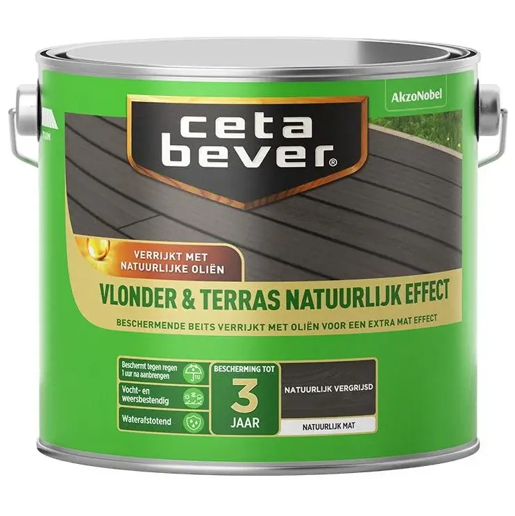 CetaBever Vlonder & Terrasbeits Natuurlijk Effect Vergrijsd-2,5 LTR Bestseller