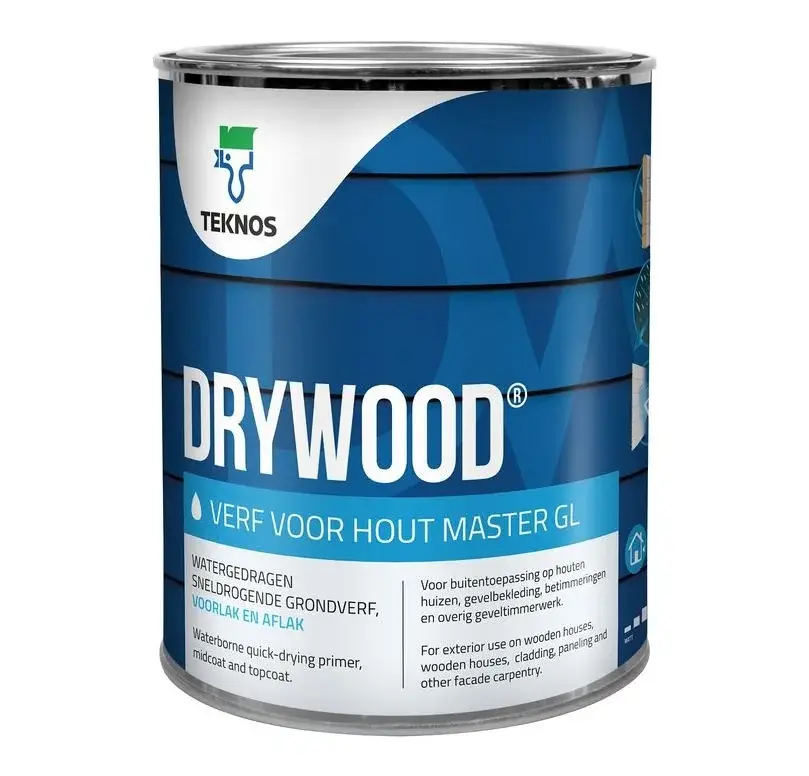 Aanbieding Drywood Verf Voor Hout Master Glans | Dekkende Houtverf-1 LTR - Wit
