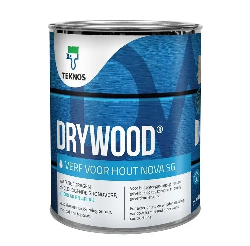 Drywood Verf Voor Hout Nova Zijdeglans | Dekkende Houtverf-1 LTR - Wit Alleen Vandaag