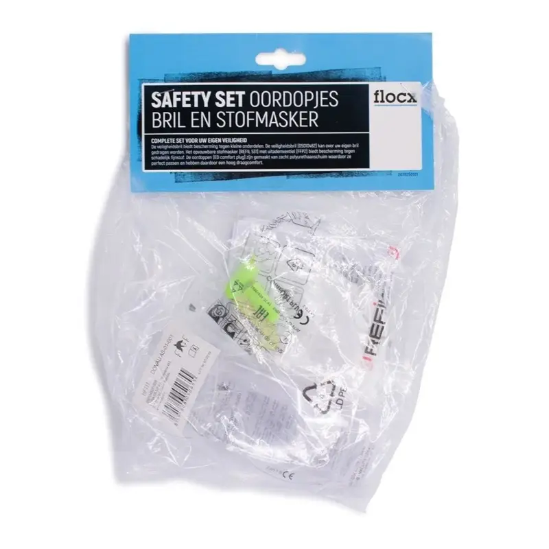 Hete Deal Flocx PBM Set Bril, Stofmasker en Oordopjes