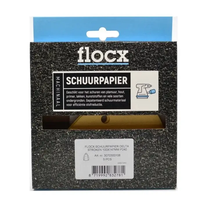 Direct Beschikbaar Flocx Schuurpapier Delta Stroken 100 x 147 mm-5 ST - Korrel P80