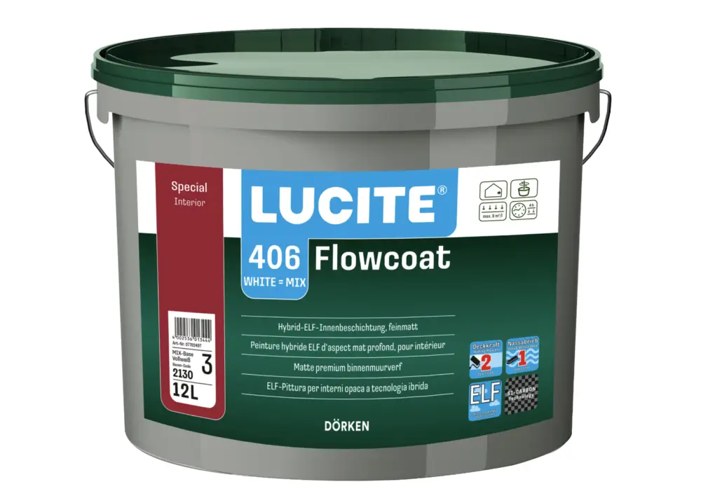 Laatste Versie Lucite Flowcoat 2.0 | Matte Muurverf en Plafondverf-1 LTR - Wit