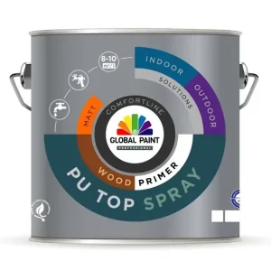 Beste Prijs Global Paint PU Top Spray Woodprimer | Verspuitbare Grondverf Binnen-2,5 LTR - RAL 9010