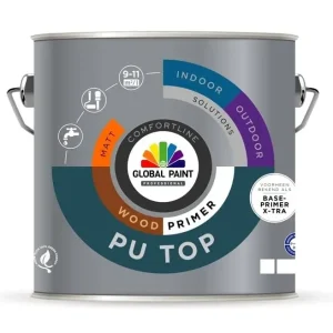 Global Paint PU Top Woodprimer | Grondverf Binnen & Buiten-500 ML - Wit Gratis Retour