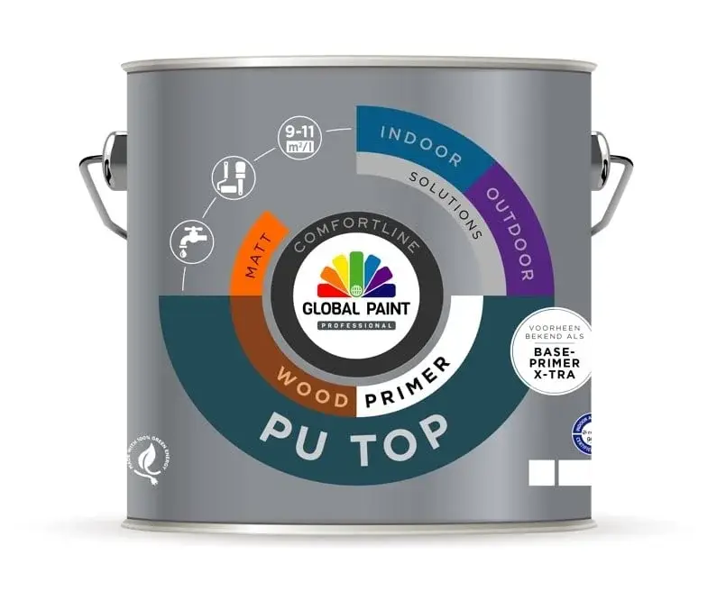 Global Paint PU Top Woodprimer | Grondverf Binnen & Buiten-500 ML - Wit Gratis Retour
