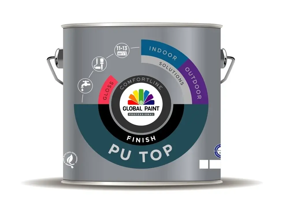 Global Paint PU Top Finish Gloss | Hoogglans Lakverf Binnen & Buiten-500 ML - Wit Op = Op