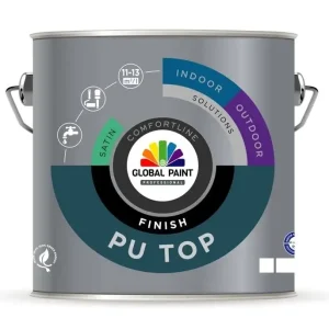 Global Paint PU Top Finish Satin | Zijdeglans Lakverf Binnen & Buiten-500 ML - Wit Actieprijs