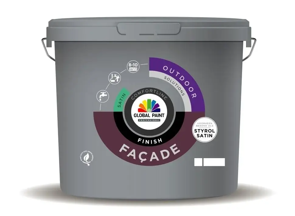 Express Levering Global Paint Facade Finish Satin | Zijdeglans Gevelverf-1 LTR - Wit