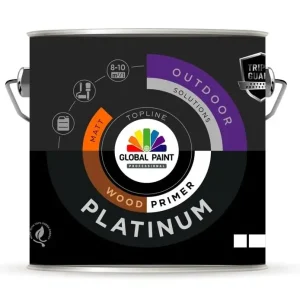 Global Paint Platinum Woodprimer | Grondverf Buiten-1 LTR - Wit Op = Op