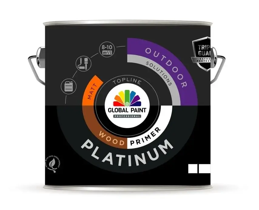 Global Paint Platinum Woodprimer | Grondverf Buiten-1 LTR - Wit Op = Op