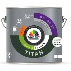 Global Paint Titan Quickprimer | Sneldrogende Grondverf Buiten-1 LTR - Wit Finale Uitverkoop