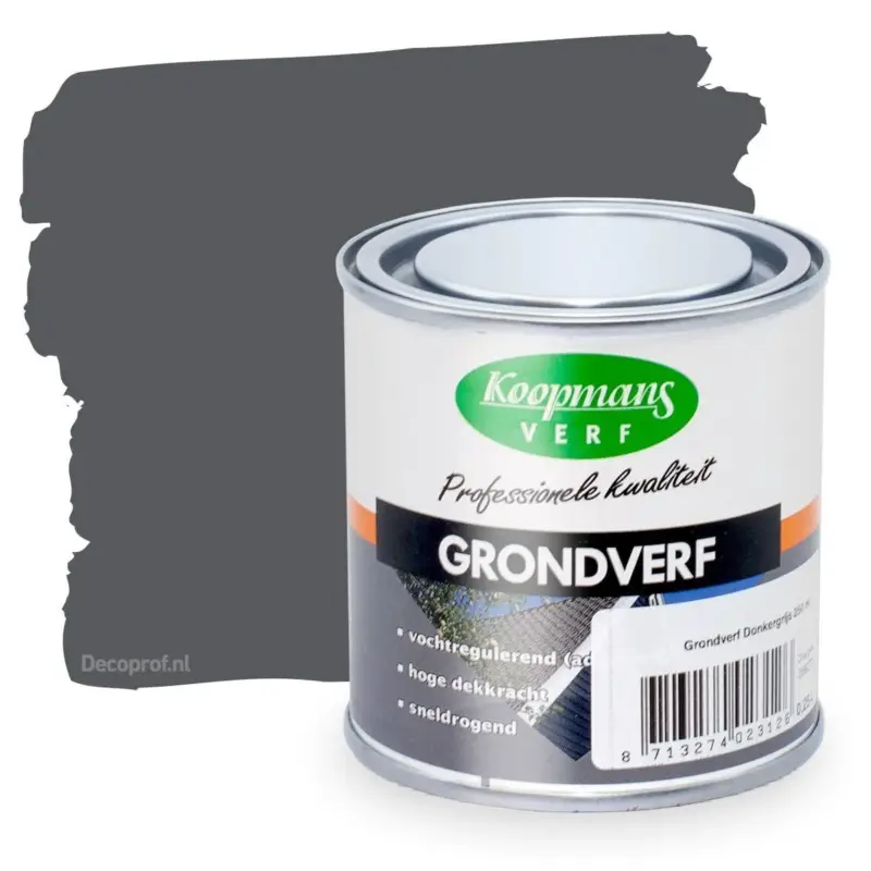 Koopmans Grondverf Donkergrijs-250 ML Op = Op