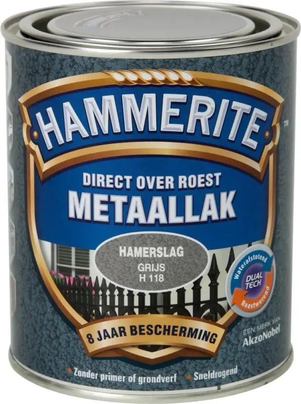 Nu Kopen Hammerite Metaallak Hamerslag Grijs H118-250 ML