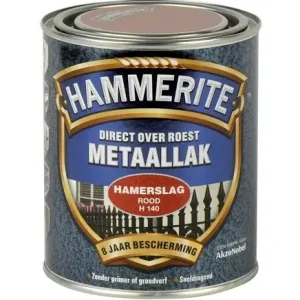 Hammerite Metaallak Hamerslag Rood H140-250 ML Direct Beschikbaar