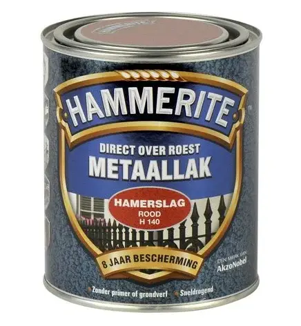 Hammerite Metaallak Hamerslag Rood H140-250 ML Direct Beschikbaar