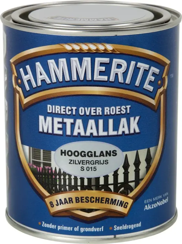 Express Levering Hammerite Metaallak Hoogglans Zilver S015-250 ML